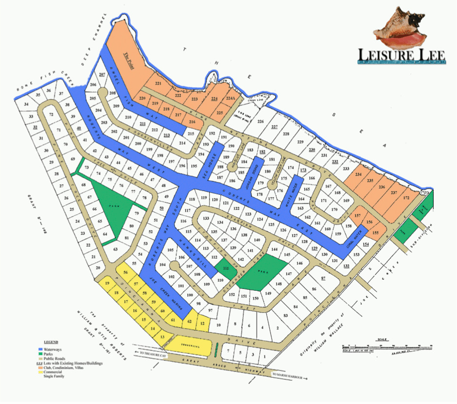 Abaco Estate Services Map of Leisure Lee at Joe's Creek, Abaco Bahamas